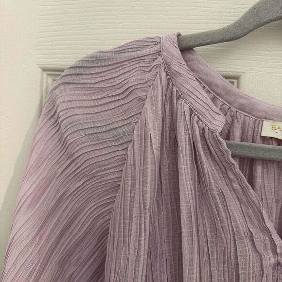 Ramy Brook New York Crinkle Pleated Blouse Lavender Size Small Flowy - Picture 5 of 6